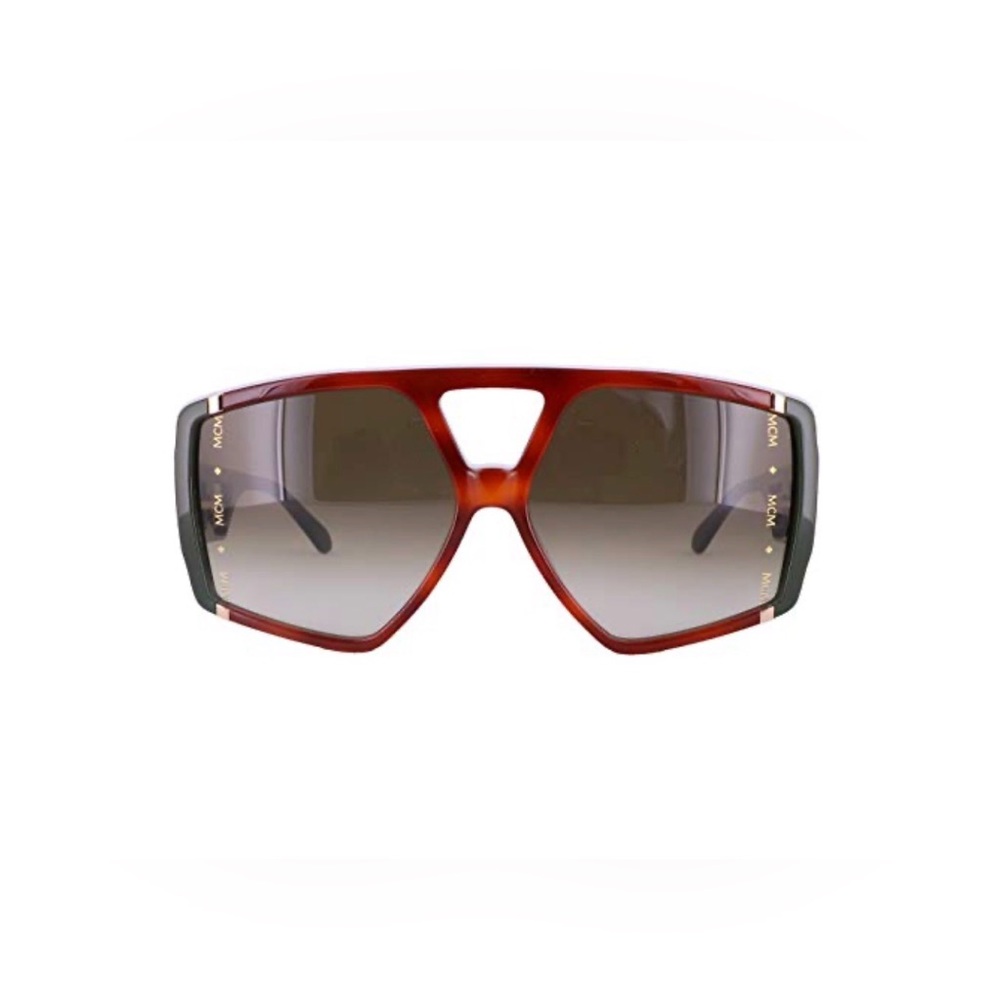 MCM Fashion Square Sunglasses – Havana/Olive, Green Gradient Lens, Italy